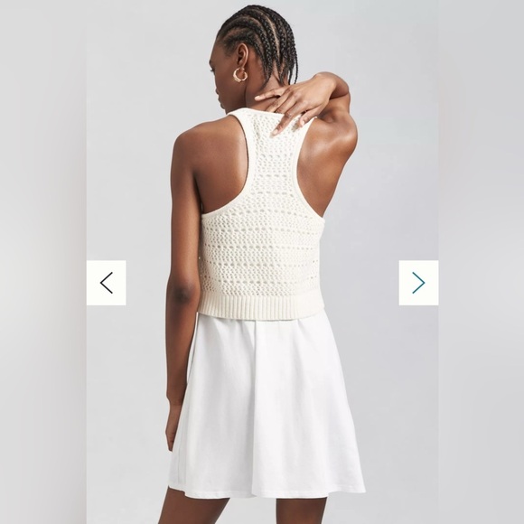 Anthropologie Daily Practice Twofer Sweater Knit Mini Dress Cream Medium Boho - Picture 4 of 15